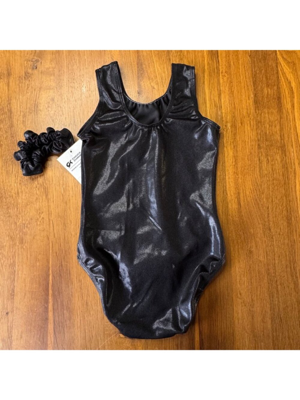 GK ELITE Mystique Tank Gymnastics Leotard Girls CM 6-7 Black Shimmer Gym Leo - Picture 2 of 5